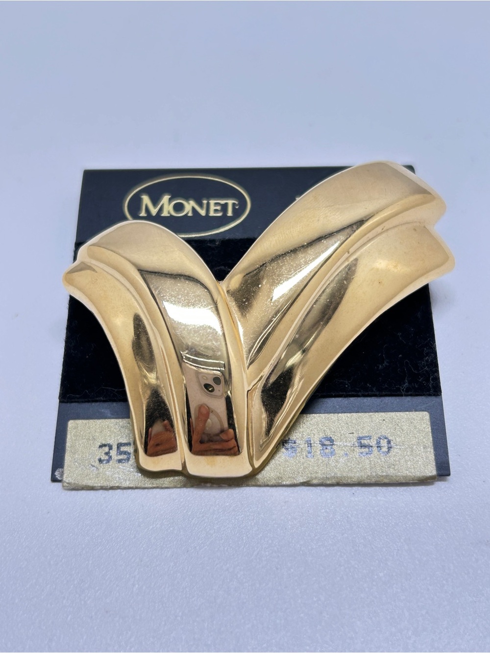 Monet, Vintage Gold Check Mark Brooch, New Old Stock, NOC